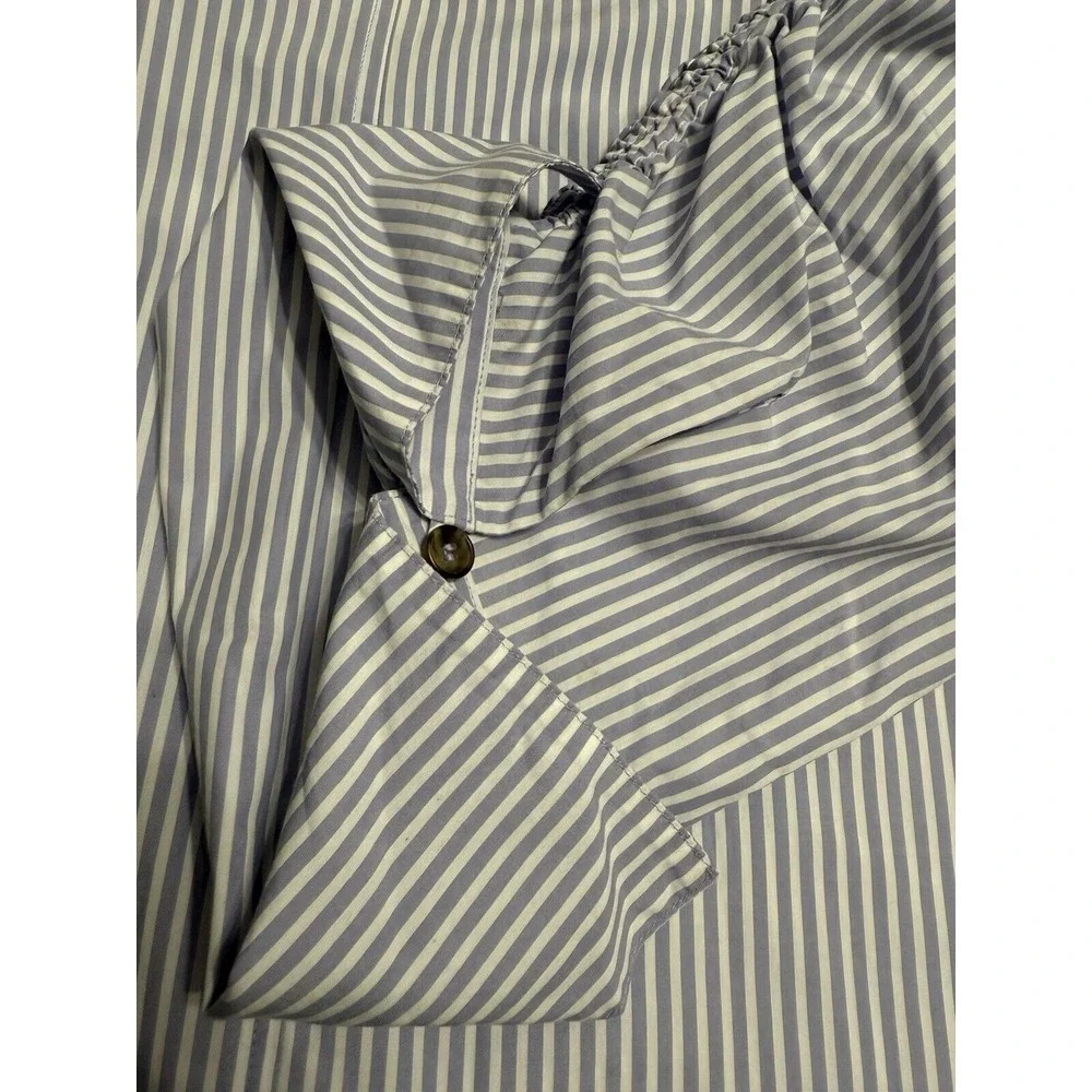Free People Womens Size‎ M Lilac Striped Oversized Rouched Button Blouse Shirt